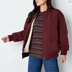 a.n.a Deep Red Bomber Jacket